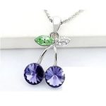 Súprava šperkov v tvare čerešne, Tanzanit, zdobená kryštálmi Swarovski