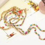 Dlhý kamienkový náhrdelník, Multicolor, zdobený kryštálmi Swarovski