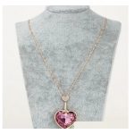 Náhrdelník so srdiečkovým vzorom, fialový, zdobený kryštálmi Swarovski