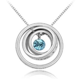   Sústredný okrúhly náhrdelník, Aquamarine, zdobený kryštálmi Swarovski