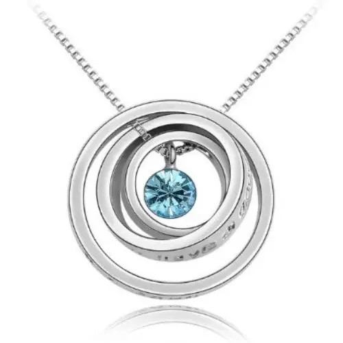 Sústredný okrúhly náhrdelník, Aquamarine, zdobený kryštálmi Swarovski