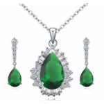 Súprava šperkov v tvare kvapky, zelená