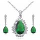Súprava šperkov v tvare kvapky, zelená