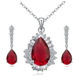 Súprava šperkov v tvare kvapky, indická ružová