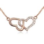 Prepletaný náhrdelník s dvojitým srdcom, Rosegold, ružové zlato