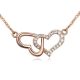 Prepletaný náhrdelník s dvojitým srdcom, Rosegold, ružové zlato