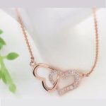 Prepletaný náhrdelník s dvojitým srdcom, Rosegold, ružové zlato