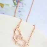 Prepletaný náhrdelník s dvojitým srdcom, Rosegold, ružové zlato