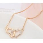 Prepletaný náhrdelník s dvojitým srdcom, trblietavé zlato