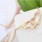 Prepletaný náhrdelník s dvojitým srdcom, trblietavé zlato