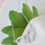 Prepletený náhrdelník s dvojitým srdcom, Rhódium