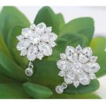 Luxusná súprava šperkov v tvare kvetu, Rhodium