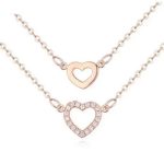 Náhrdelník so srdiečkovým príveskom s dvojitou retiazkou, Rosegold, ružové zlato