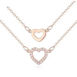   Náhrdelník so srdiečkovým príveskom s dvojitou retiazkou, Rosegold, ružové zlato