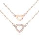 Náhrdelník so srdiečkovým príveskom s dvojitou retiazkou, Rosegold, ružové zlato