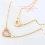 Náhrdelník so srdiečkovým príveskom s dvojitou retiazkou, trblietavé zlato, ružové zlato, ružové zlato