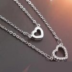 Náhrdelník s dvojitou retiazkou srdiečko, rhodium