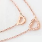 Náhrdelník so srdiečkovým príveskom s dvojitou retiazkou, Rosegold, ružové zlato