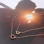 Náhrdelník so srdiečkovým príveskom s dvojitou retiazkou, Rosegold, ružové zlato