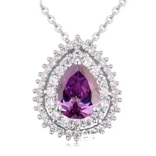 Náhrdelník s príveskom z vodnej kvapky, ametyst