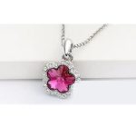 Súprava šperkov zo slivkového kvetu, Fuchsia, zdobená kryštálmi Swarovski