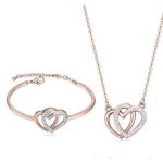 Súprava šperkov s dvojitým srdcom, trblietavé zlato