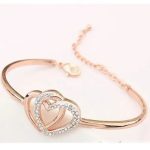 Súprava šperkov s dvojitým srdcom, trblietavé zlato