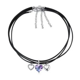   Kožený náhrdelník 3v1 Crystal VL zdobený kryštálmi Swarovski