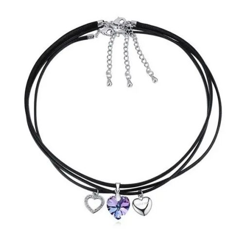 Kožený náhrdelník 3v1 Crystal VL zdobený kryštálmi Swarovski