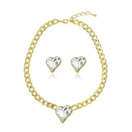   Súprava šperkov srdiečka, biela, zdobená kryštálmi Swarovski