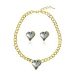 Súprava šperkov Srdiečko, Sivá, zdobená kryštálmi Swarovski