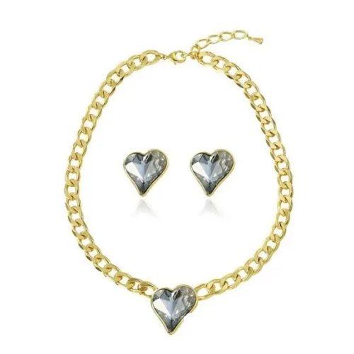 Súprava šperkov Srdiečko, Sivá, zdobená kryštálmi Swarovski