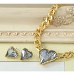 Súprava šperkov Srdiečko, Sivá, zdobená kryštálmi Swarovski