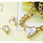 Súprava šperkov srdiečka, biela, zdobená kryštálmi Swarovski