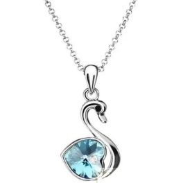   Náhrdelník s príveskom labuť, Aquamarine, zdobený kryštálmi Swarovski