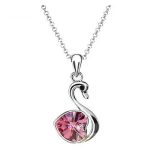 Náhrdelník s príveskom labuť, Light Rose, zdobený kryštálmi Swarovski