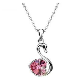   Náhrdelník s príveskom labuť, Light Rose, zdobený kryštálmi Swarovski