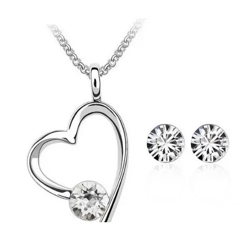 Súprava šperkov s príveskom srdiečko, Crystal, zdobená kryštálmi Swarovski