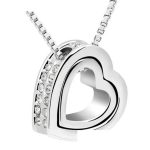 Náhrdelník s dvojitým srdiečkom, Rhodium