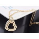 Náhrdelník s príveskom s dvojitým srdcom, pozlátený 18K zlatom