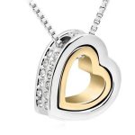 Náhrdelník s dvojitým srdcom, 18K zlato a ródium