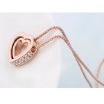 Náhrdelník s príveskom s dvojitým srdcom, Rosegold, ružové zlato