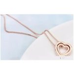 Náhrdelník s príveskom s dvojitým srdcom, Rosegold, ružové zlato