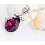 Náhrdelník s príveskom, Ametyst, zdobený kryštálmi Swarovski