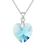 Náhrdelník s príveskom srdiečko, Aquamarine, zdobený kryštálmi Swarovski