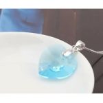 Náhrdelník s príveskom srdiečko, Aquamarine, zdobený kryštálmi Swarovski