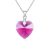 Náhrdelník so srdiečkovým príveskom, fuchsiový, zdobený kryštálmi Swarovski