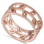 Zirkónový prsteň so vzorom listov, Trblietavé zlato, 8.5