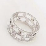 Zirkónový prsteň so vzorom listov, ródium, 8,5