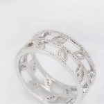 Zirkónový prsteň so vzorom listov, ródium, 8,5